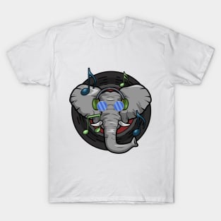 Elephant as Musician with Headphone T-Shirt